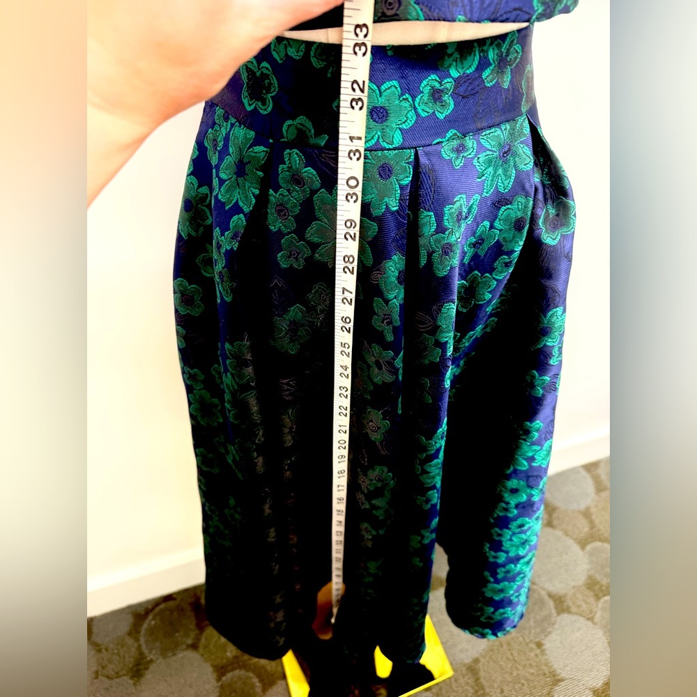 Floral Jacquard Two-Piece Set | Crop Top & Pleated Midi Skirt NWOT - Picture 9 of 16